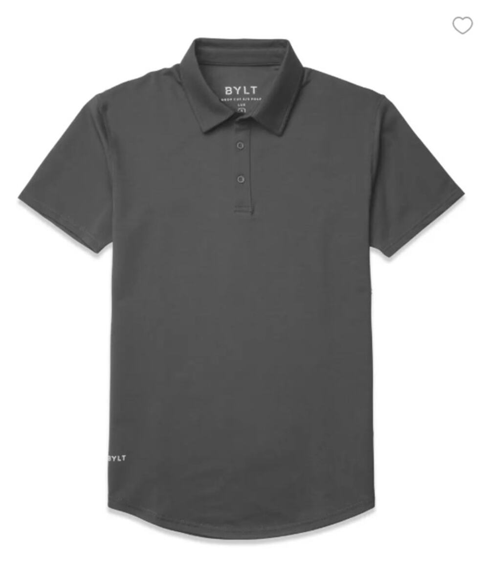 BYLT Drop Cut S/S Polo Lux Charcoal Performance Athletic Fit Gray Golf Men's XL
